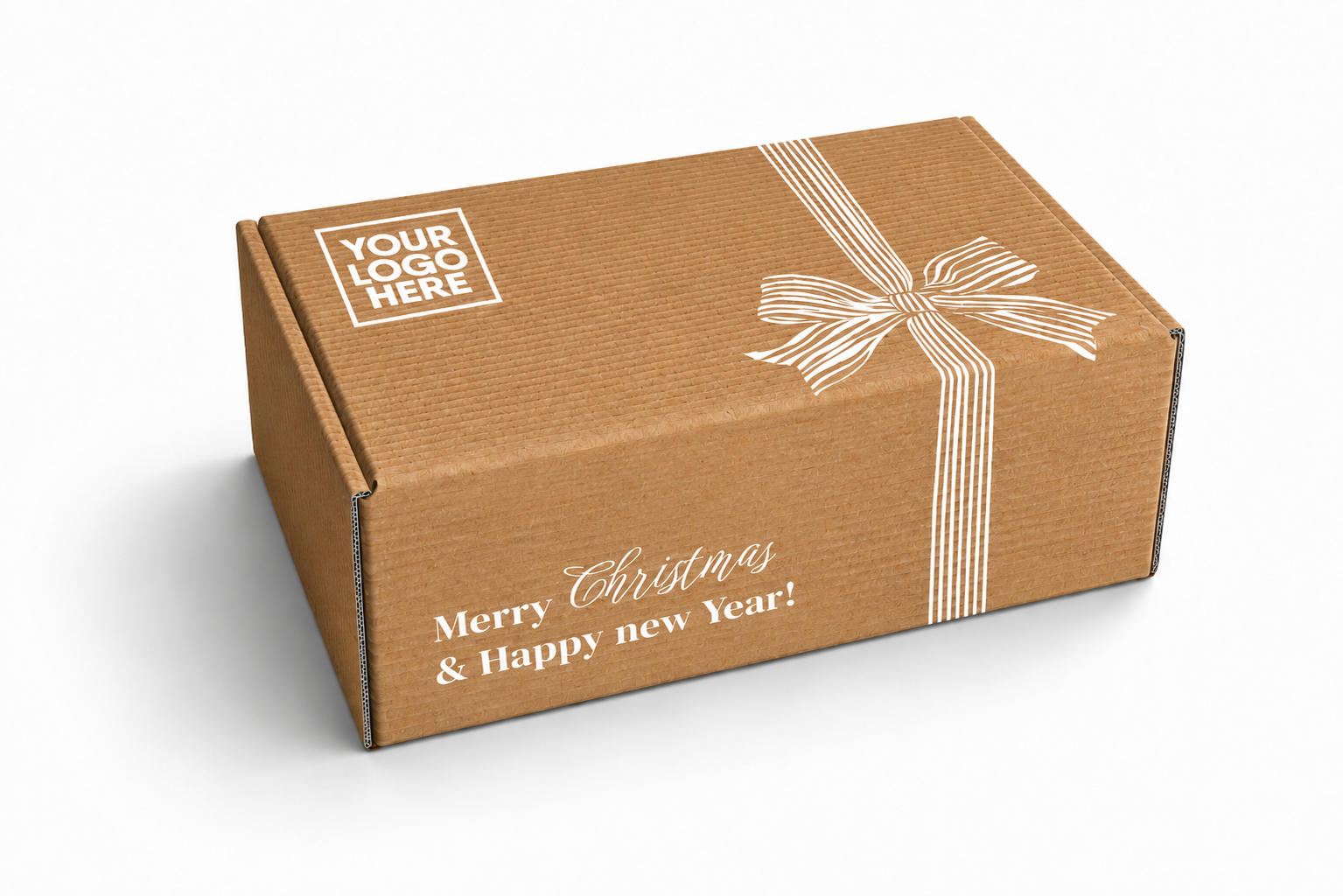 Weihnachtsbox mit weissem Druck und Logo
