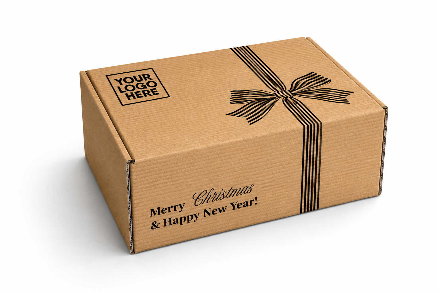 Weihnachtsbox mit schwarzem Druck und Logo