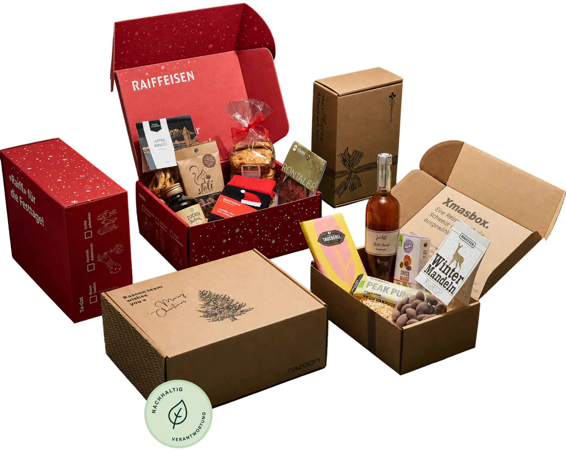 Kuratierte Schweizer Boxen für Kund:innen und Geschäftspartner — mit Ihrem Logo, persönlicher Grusskarte und Versand an eine oder viele Adressen. Ab 25 Boxen, mit festen Lieferterminen.